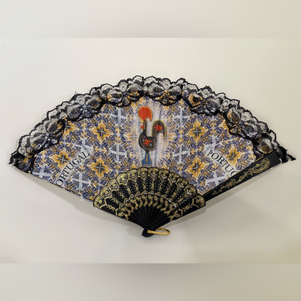 Elegant Black and Gold Decorative Fan